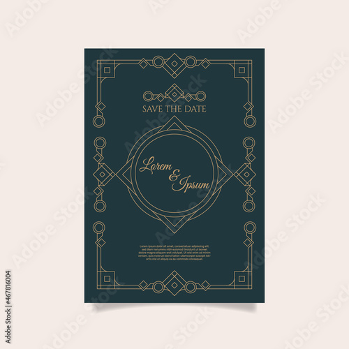 Beautiful wedding template in art deco style. - Vector.