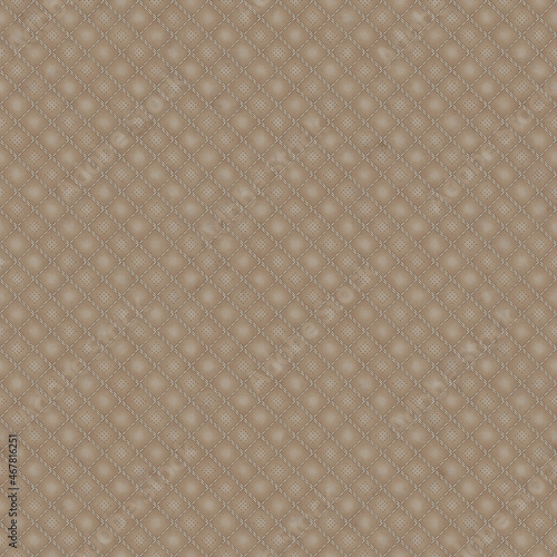 quilted beige leather seamless texture. fabric texture background.