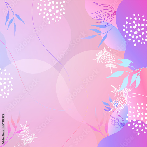 Abstract organic floral  leaves  liquid  wave minimalist background with colorful gradient vivid vibrant color. Good for greeting cards  invitations  flyers and social media template.