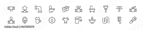 Editable vector pack of plumbing line icons.