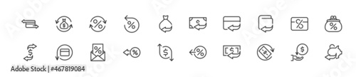 Set of refund line icons.