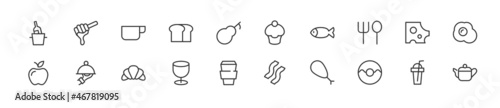 Pack of line food icons.