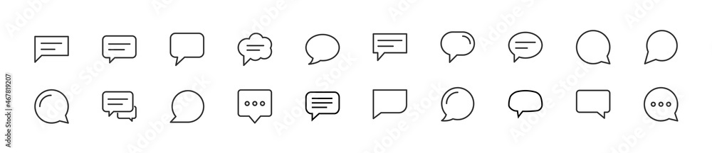 Pack of line comment icons. - obrazy, fototapety, plakaty 