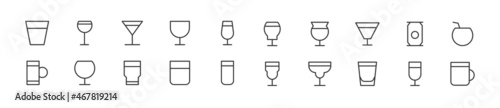 Editable vector pack of drink line icons.