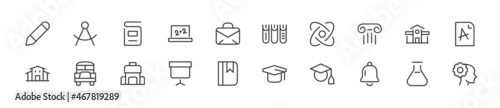 Set of student line icons.