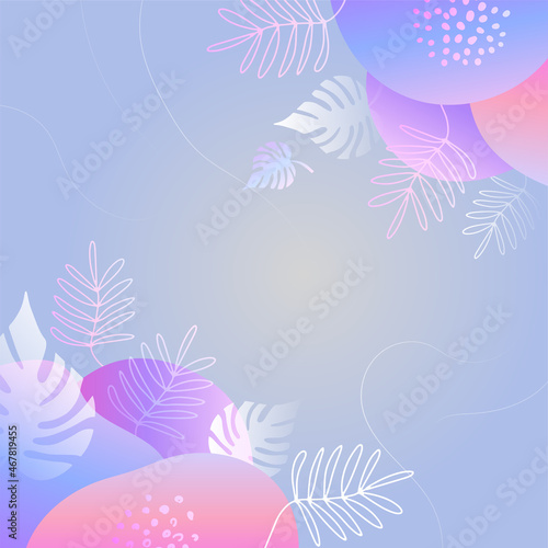 Colorful trendy abstract organic floral minimalist art design background with gradient vivid vibrant color. Pink, pastel color, blue, soft color floral background. Beauty fashion banners design.
