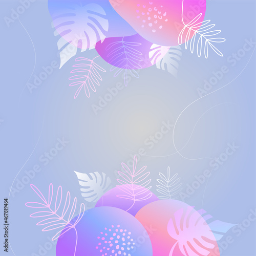 Colorful trendy abstract organic floral minimalist art design background with gradient vivid vibrant color. Pink, pastel color, blue, soft color floral background. Beauty fashion banners design.