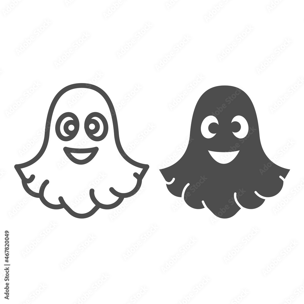 Ghost, halloween, spirit, funny, cute, spook line and solid icon, halloween concept, specter vector sign on white background, outline style icon for mobile concept and web design. Vector graphics. Ghost, halloween, spirit, funny, cute, spook line and solid icon, halloween concept, specter vector sign on white background, outline style icon for mobile concept and web design. Vector graphics.