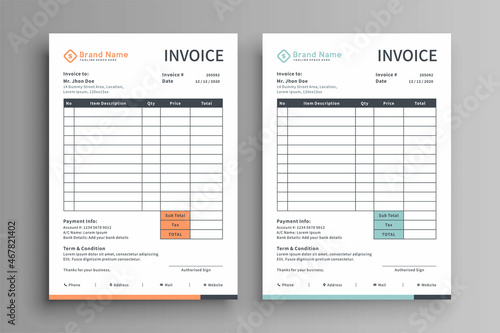 two color invoice template