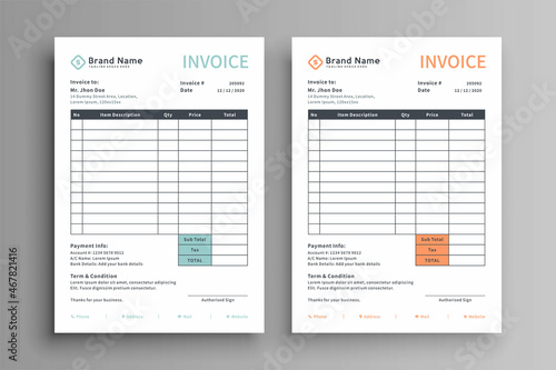 two color invoice template photo