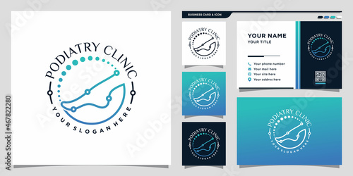 Podiatry logo with creative unique concept and business card design Premium Vector