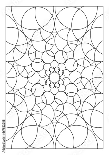 Portrait coloring pages for adults. Abstract light bubble illustration. Geometric composition. Black and white patterns. EPS8 file. Coloring-#353