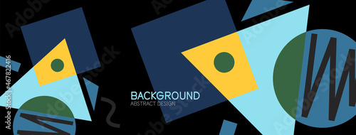 Abstract background. Blocks, lines, triangles, circles composition. Techno or business concept for wallpaper, banner, background, landing page