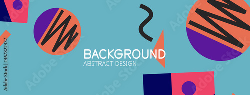 Abstract background. Blocks, lines, triangles, circles composition. Techno or business concept for wallpaper, banner, background, landing page
