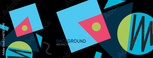 Abstract background. Blocks, lines, triangles, circles composition. Techno or business concept for wallpaper, banner, background, landing page