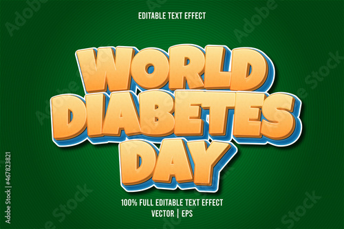 World diabetes day editable text effect comic style
