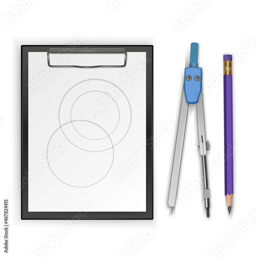 Tools of Drawing Compass Pencil and Ruler icon, Vector illustration
