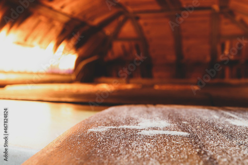 brick pizza and bread oven fire photo