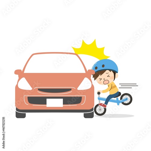 車と自転車の男の子の事故