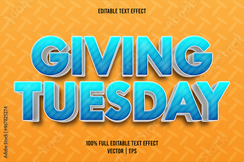 Giving tuesday editable text effect cartoon style