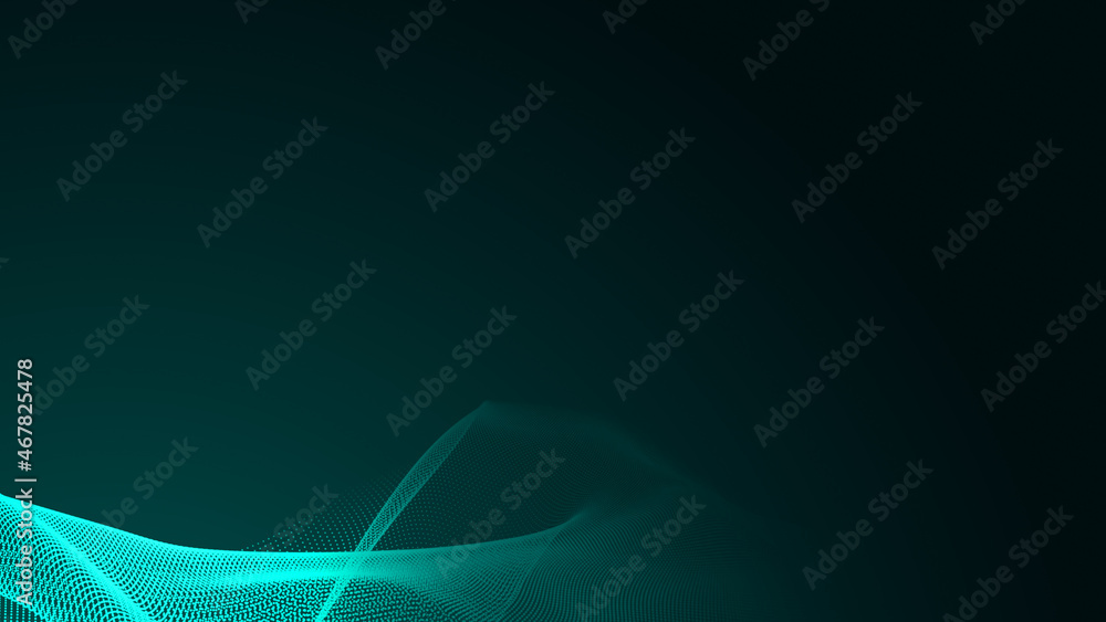 Abstract dot green wave gradient texture technology background.