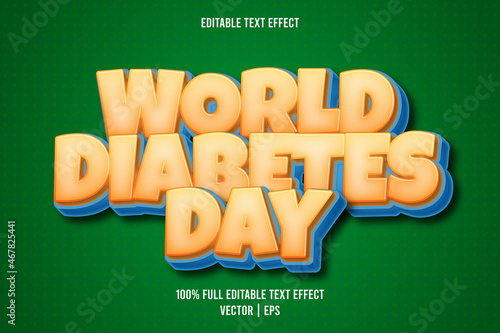 World diabetes day editable text effect cartoon style