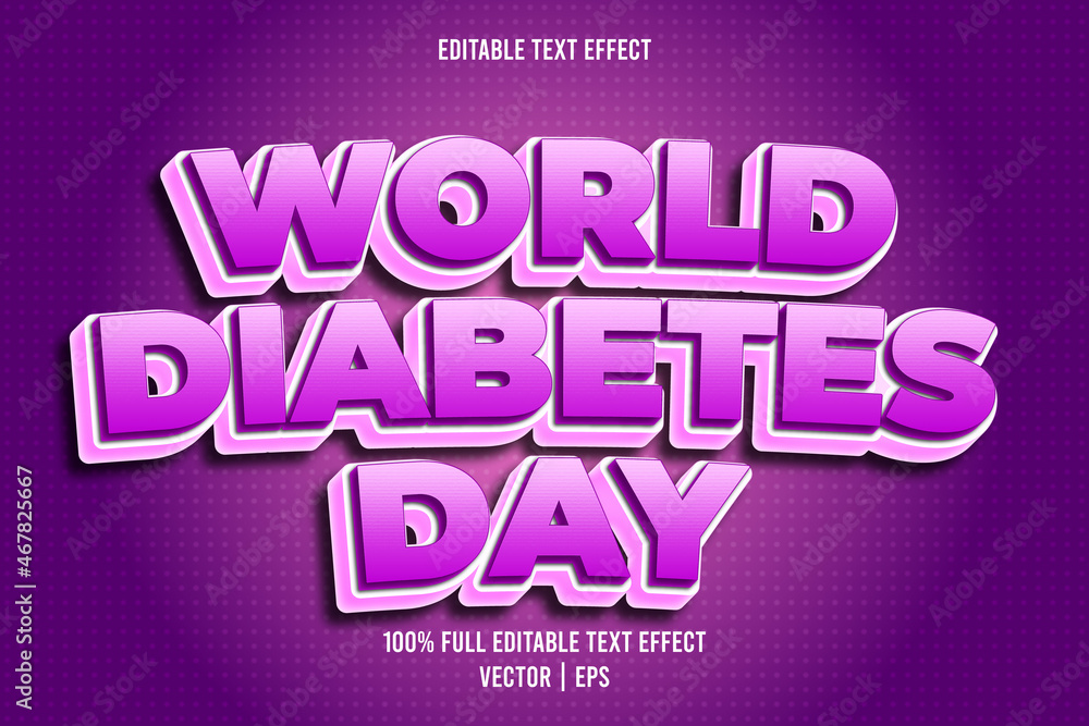 World diabetes day editable text effect cartoon style World diabetes day editable text effect cartoon style