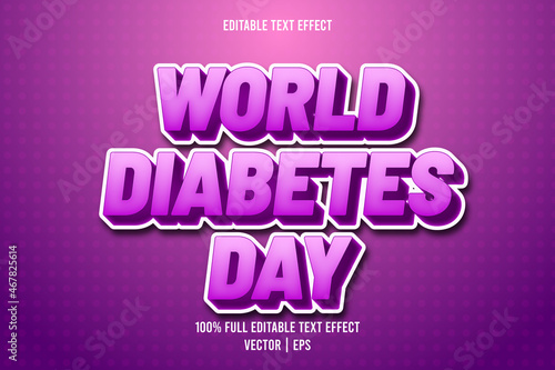 World diabetes day editable text effect comic style