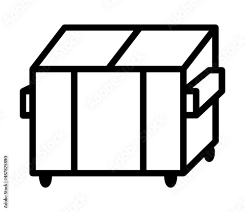 Dumpster or skip bin line art vector icon for apps and websites
