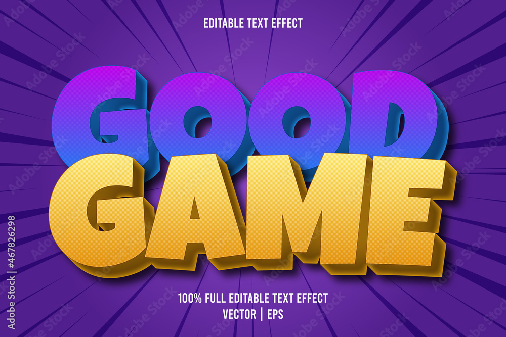 Good game editable text effect comic style