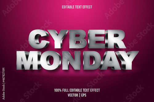 Cyber monday editable text effect metallic style