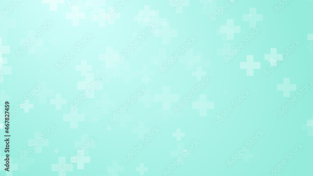 Abstract medical green blue cross pattern background.