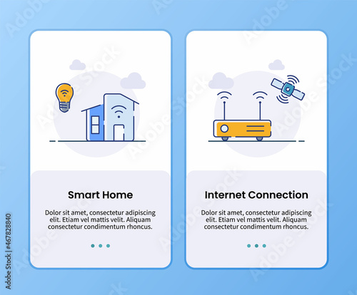 smart home and internet connection onboarding template for mobile ui app design
