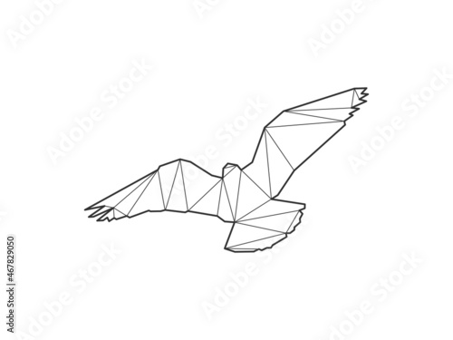 Mosaic triangles of bird isolated on a white background. Abstract design for vector.