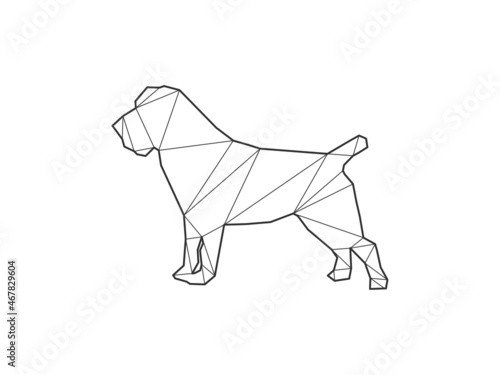 Mosaic triangles of Dog isolated on a white background. Abstract design for vector. photo