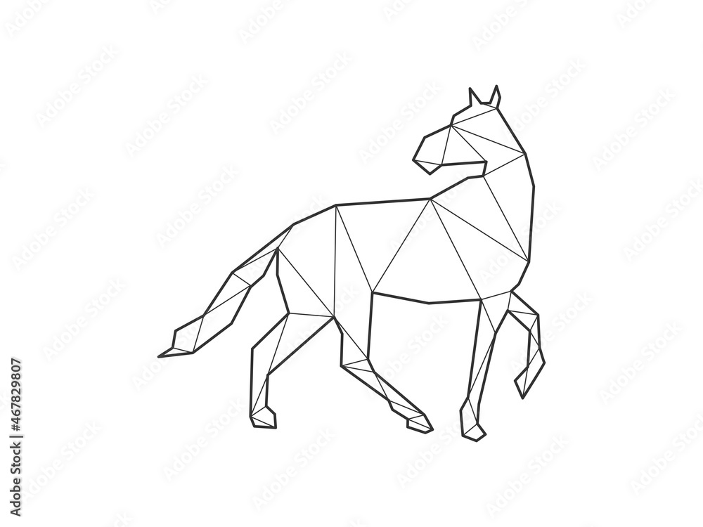 Mosaic triangles of Horse isolated on a white background. Abstract design for vector. Mosaic triangles of Horse isolated on a white background. Abstract design for vector.