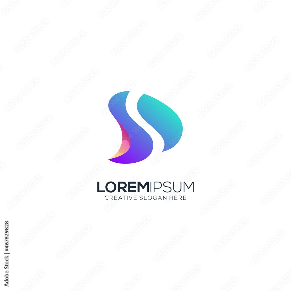 Obraz premium Logo letter D modern with play colorful gradient