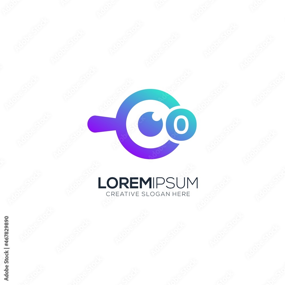 Modern search logo with lettering gradient colorful Modern search logo with lettering gradient colorful