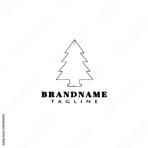 christmas tree logo cartoon icon concept template black isolated vector illustration