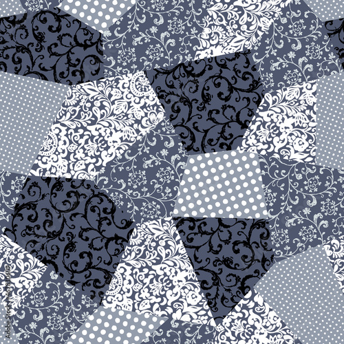 The chintz pattern is made into a seamless patchwork,