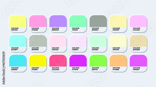 Pantone Colour Guide Palette Catalog Samples color pastles and neons  in  RGB HEX. Neomorphism Vector