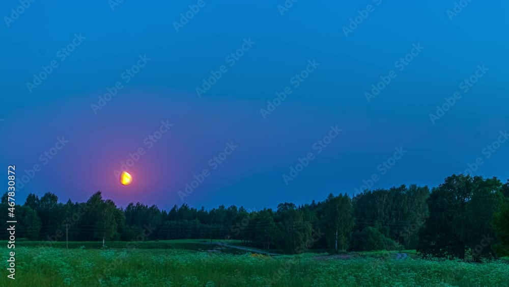 sun globe descending over a lush rural field, twilight sky timelapse sun globe descending over a lush rural field, twilight sky timelapse