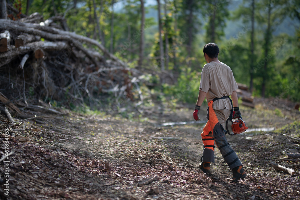 Man Having Chain Saw Man Having Chain Saw