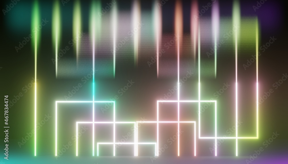 3d render of RGB neon light on darkness background. Abstract Laser lines show at night. Ultraviolet spectrum beam scene 3d render of RGB neon light on darkness background. Abstract Laser lines show at night. Ultraviolet spectrum beam scene