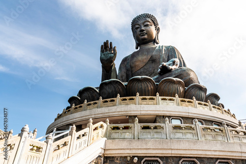 Tian Tan Buddha or Giant Buddha statue at Po Lin Monastery of Ngong Ping in Lantau Island, Hong Kong.