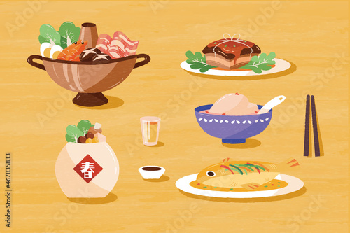 Chinese cuisine doodle collection