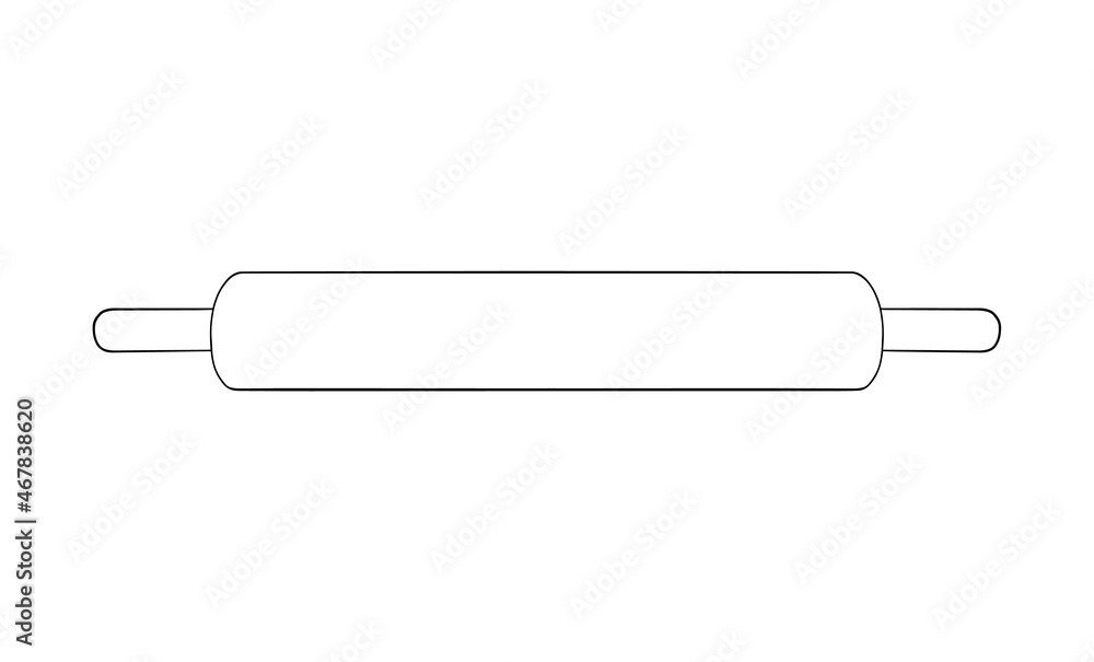 Rolling pin for rolling out the dough in a linear sketch vector illustration Rolling pin for rolling out the dough in a linear sketch vector illustration