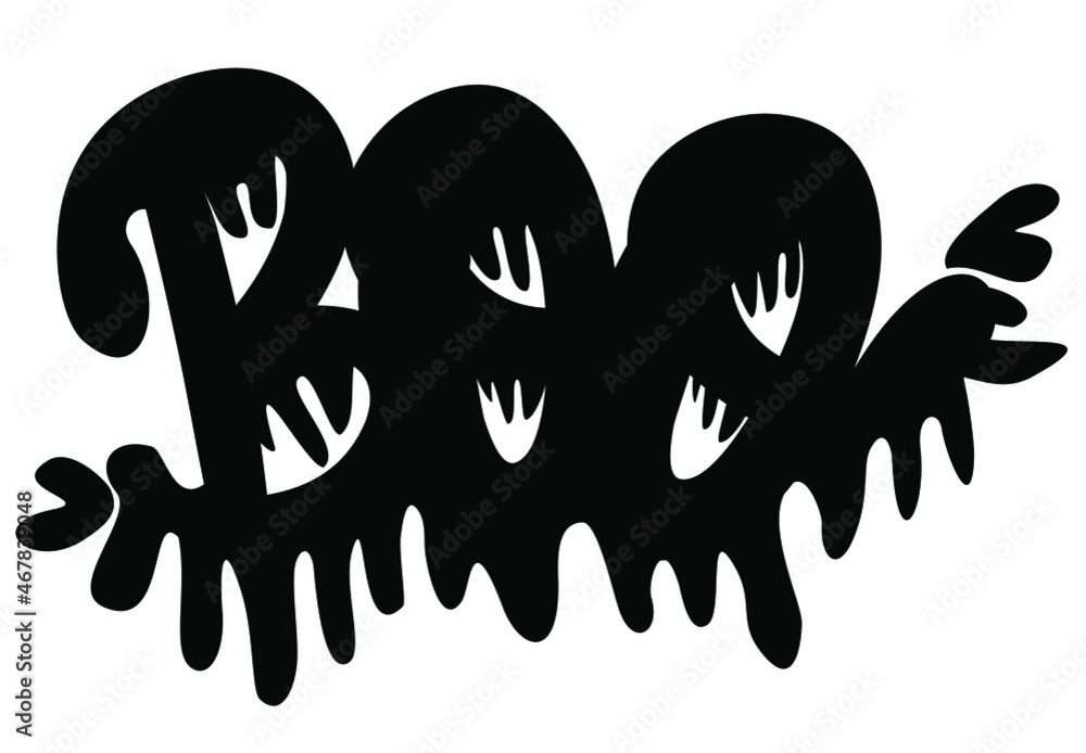 An abstract vector illustration of the text Boo in black for Halloween on an isolated white background An abstract vector illustration of the text Boo in black for Halloween on an isolated white background