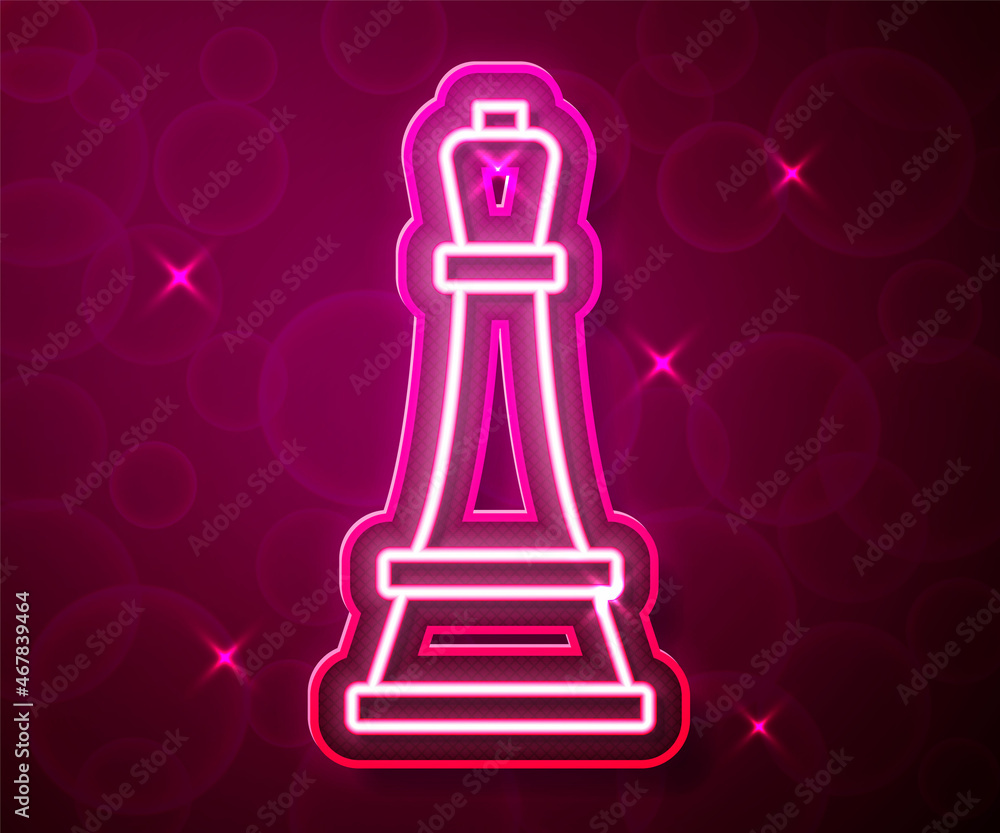 Glowing neon line Chess icon isolated on red background. Business strategy. Game, management, finance. Vector