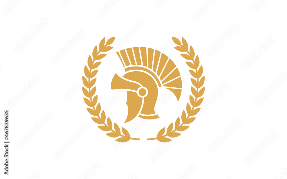 Ancient Greek Figure Coin with Laurel Wreath logo design Ancient Greek Figure Coin with Laurel Wreath logo design